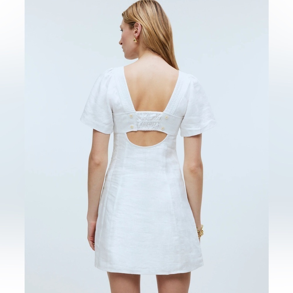 Madewell Square-Neck Mini Dress in 100% Linen - Picture 4 of 7